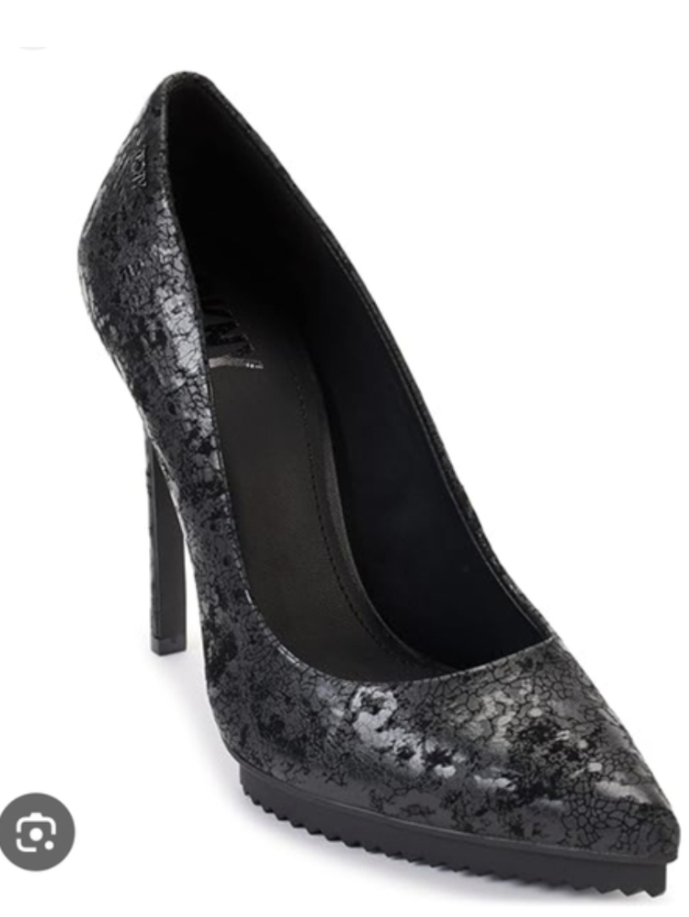 DKNY Leather Black Carisa Pump Pointed-Toe Stiletto Heels 8